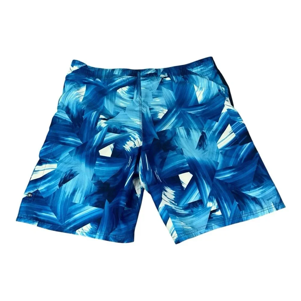 Nike Swim Shorts Men's Size Medium Blue Woven Flow All Over Print Lined Shorts
